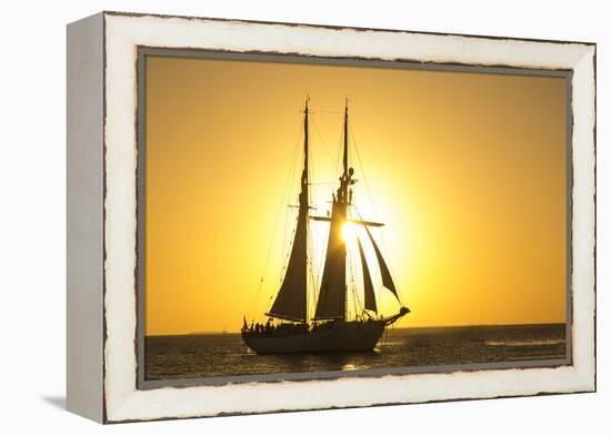 Sunset Cruise Schooner in Key West Florida, USA-Chuck Haney-Framed Premier Image Canvas
