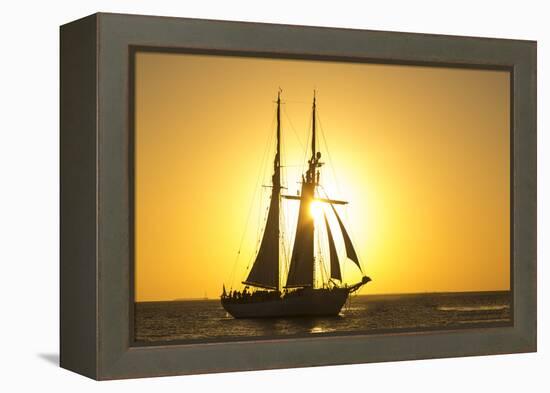 Sunset Cruise Schooner in Key West Florida, USA-Chuck Haney-Framed Premier Image Canvas