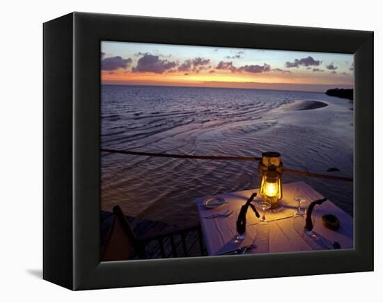 Sunset Dining on the Jetty, Fundu Lagoon Resort, Pemba Island, Zanzibar, East Africa-Paul Harris-Framed Premier Image Canvas