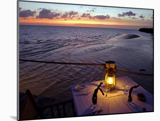 Sunset Dining on the Jetty, Fundu Lagoon Resort, Pemba Island, Zanzibar, East Africa-Paul Harris-Mounted Photographic Print