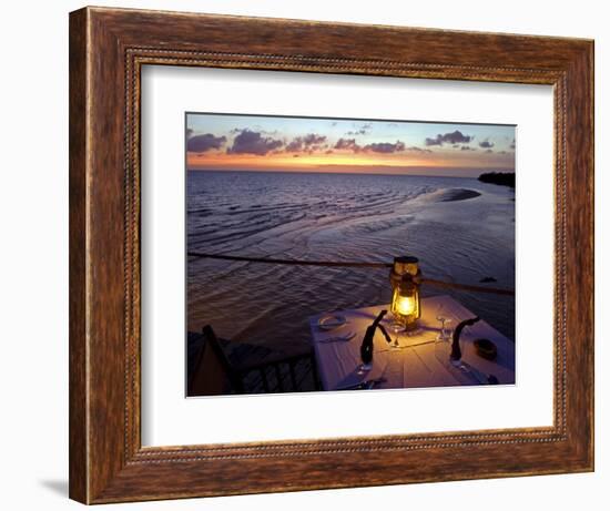 Sunset Dining on the Jetty, Fundu Lagoon Resort, Pemba Island, Zanzibar, East Africa-Paul Harris-Framed Photographic Print