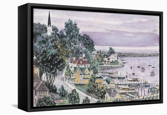 Sunset, East Bay Mackinac-Stanton Manolakas-Framed Premier Image Canvas