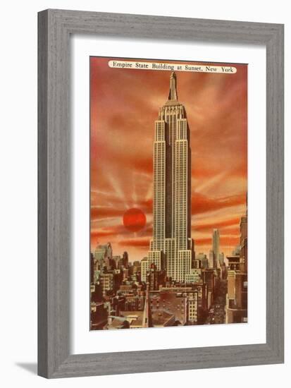 Sunset, Empire State Building, New York City-null-Framed Art Print