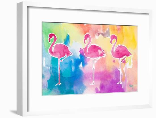 Sunset Flamingo Color Flow-Nola James-Framed Art Print