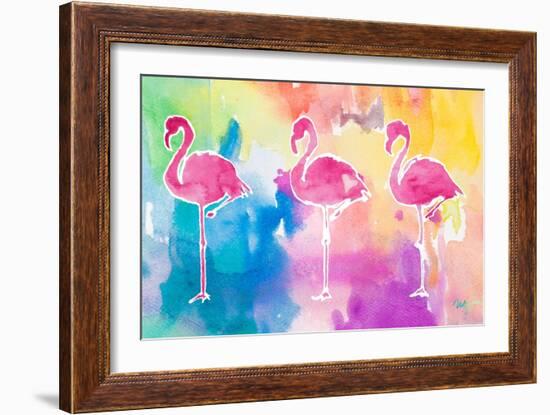 Sunset Flamingo Color Flow-Nola James-Framed Art Print