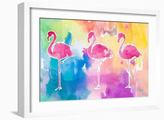 Sunset Flamingo Color Flow-Nola James-Framed Art Print