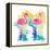 Sunset Flamingo Square I-Nola James-Framed Stretched Canvas