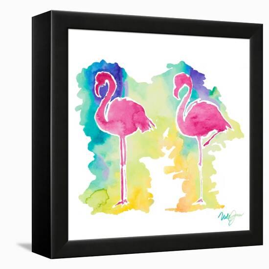 Sunset Flamingo Square II-Nola James-Framed Stretched Canvas