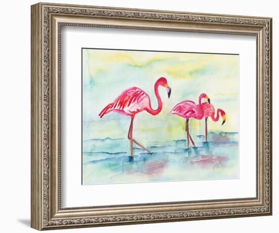 Sunset Flamingoes I-Beverly Dyer-Framed Art Print