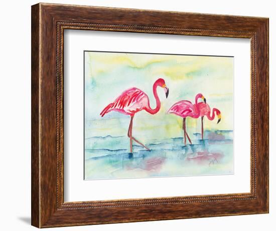 Sunset Flamingoes I-Beverly Dyer-Framed Art Print