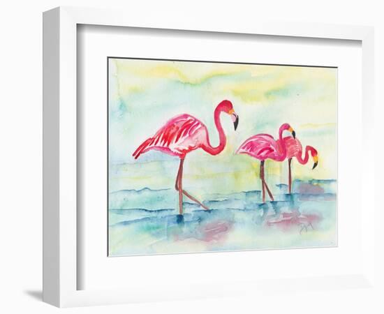 Sunset Flamingoes I-Beverly Dyer-Framed Art Print