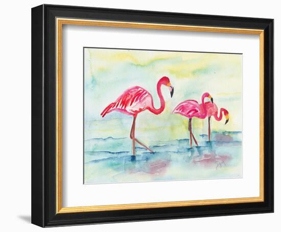 Sunset Flamingoes I-Beverly Dyer-Framed Art Print