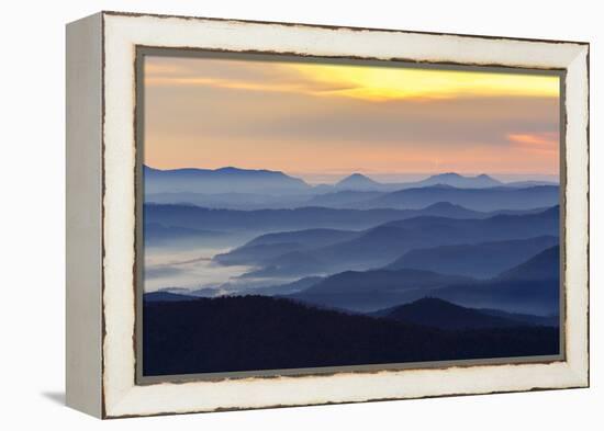 Sunset from Blue Ridge Parkway, North Carolina in fall.-Adam Jones-Framed Premier Image Canvas