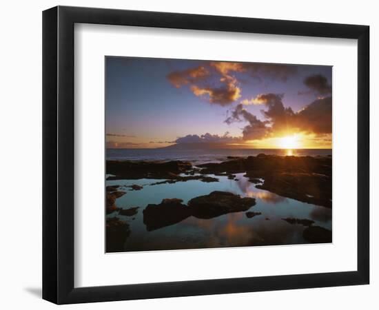 Sunset from Napili Point, Maui, Hawaii, USA-Charles Gurche-Framed Photographic Print