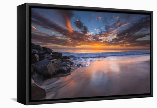 Sunset from Tamarach Beach in Carlsbad, Ca-Andrew Shoemaker-Framed Premier Image Canvas