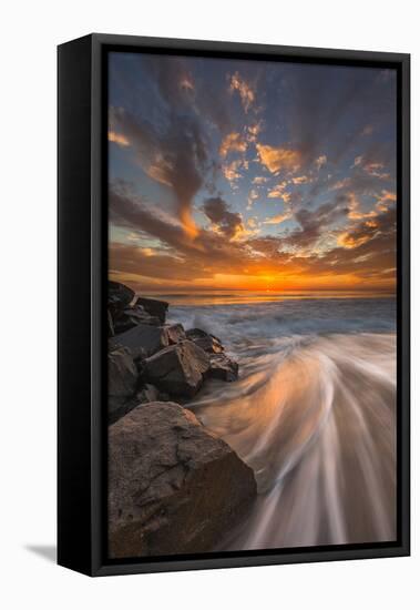 Sunset from Tamarach Beach in Carlsbad, Ca-Andrew Shoemaker-Framed Premier Image Canvas