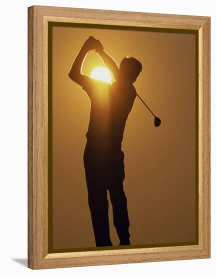 Sunset Golf Silhouette-null-Framed Premier Image Canvas