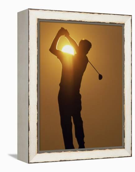 Sunset Golf Silhouette-null-Framed Premier Image Canvas