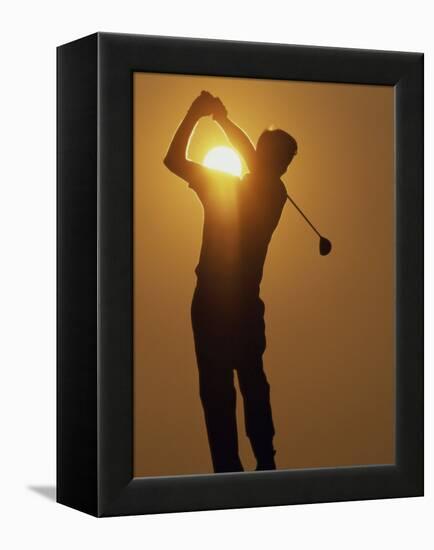 Sunset Golf Silhouette-null-Framed Premier Image Canvas