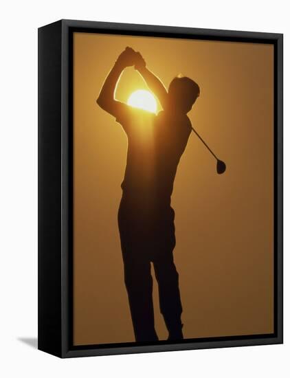 Sunset Golf Silhouette-null-Framed Premier Image Canvas