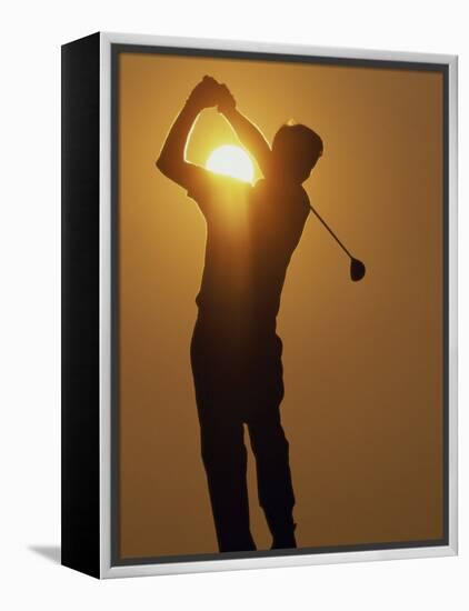 Sunset Golf Silhouette-null-Framed Premier Image Canvas