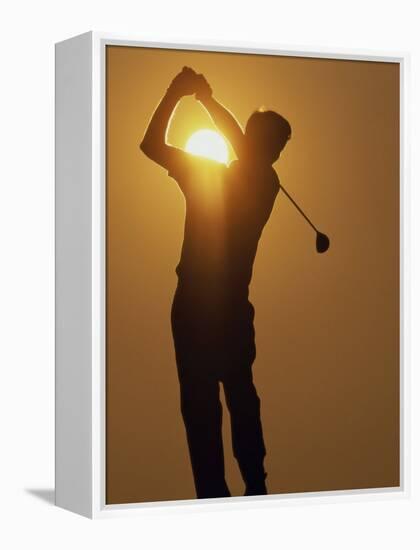 Sunset Golf Silhouette-null-Framed Premier Image Canvas