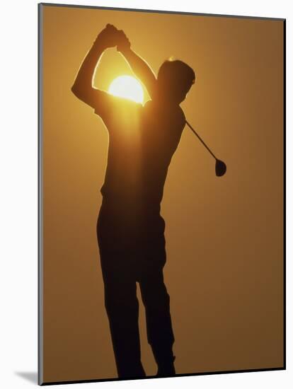 Sunset Golf Silhouette-null-Mounted Photographic Print