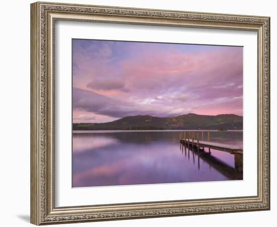 Sunset, Hawes End Landing Stage Jetty, Derwent Water, Lake District, Cumbria, England, UK-Neale Clarke-Framed Photographic Print