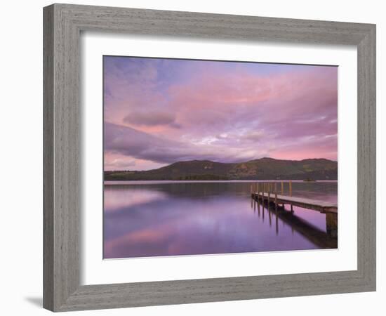 Sunset, Hawes End Landing Stage Jetty, Derwent Water, Lake District, Cumbria, England, UK-Neale Clarke-Framed Photographic Print