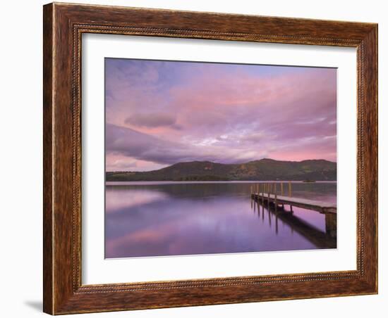 Sunset, Hawes End Landing Stage Jetty, Derwent Water, Lake District, Cumbria, England, UK-Neale Clarke-Framed Photographic Print