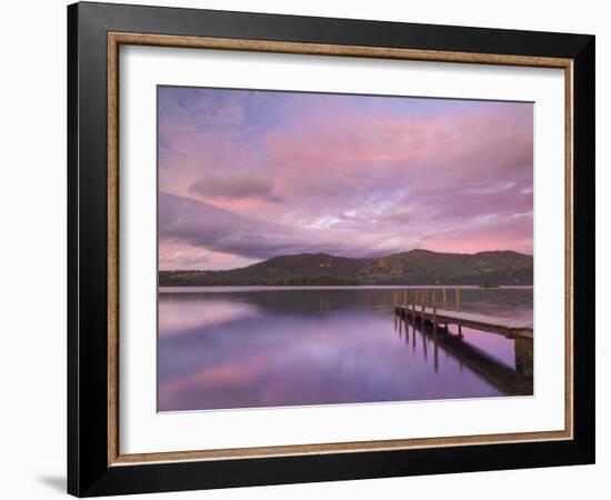 Sunset, Hawes End Landing Stage Jetty, Derwent Water, Lake District, Cumbria, England, UK-Neale Clarke-Framed Photographic Print
