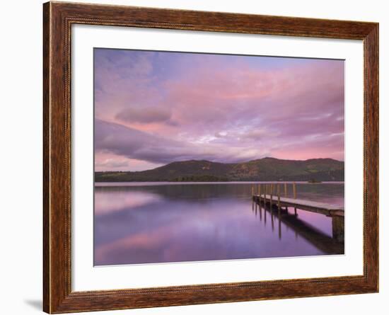 Sunset, Hawes End Landing Stage Jetty, Derwent Water, Lake District, Cumbria, England, UK-Neale Clarke-Framed Photographic Print