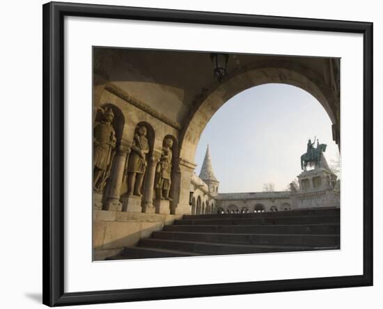 Sunset Ight on St. Stephens Statue, Castle Hill Area, Budapest, Hungary, Europe-Christian Kober-Framed Photographic Print