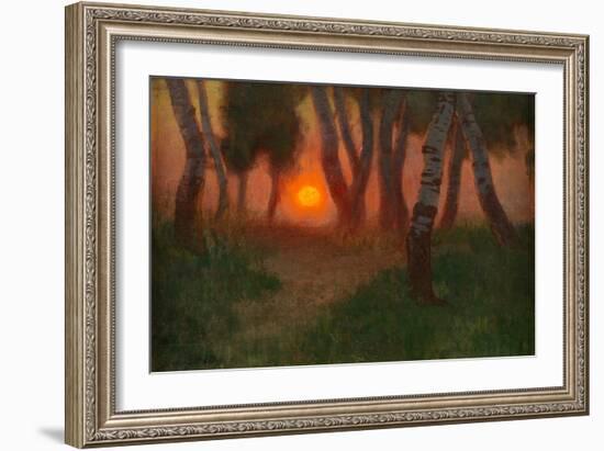 Sunset in a Wooded Landscape (Oil on Panel)-Adrian Scott Stokes-Framed Giclee Print