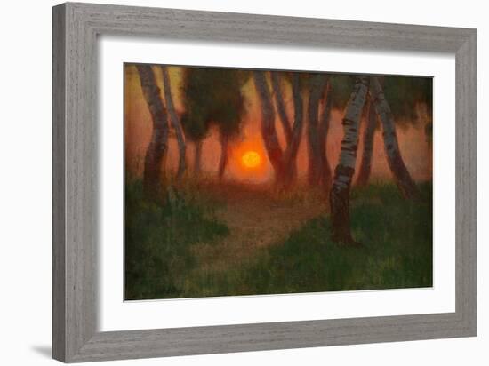 Sunset in a Wooded Landscape (Oil on Panel)-Adrian Scott Stokes-Framed Giclee Print