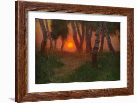 Sunset in a Wooded Landscape (Oil on Panel)-Adrian Scott Stokes-Framed Giclee Print