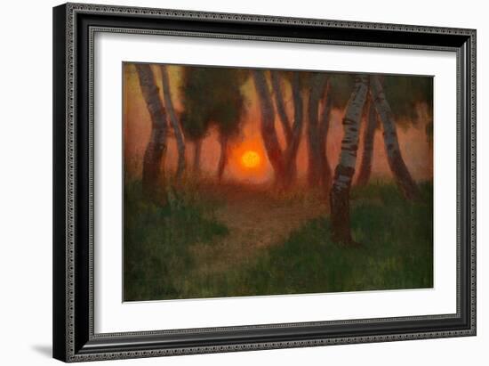 Sunset in a Wooded Landscape (Oil on Panel)-Adrian Scott Stokes-Framed Giclee Print