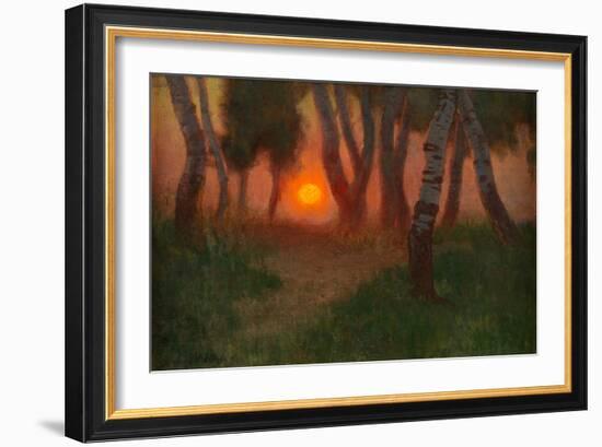 Sunset in a Wooded Landscape (Oil on Panel)-Adrian Scott Stokes-Framed Giclee Print