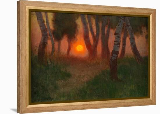 Sunset in a Wooded Landscape (Oil on Panel)-Adrian Scott Stokes-Framed Premier Image Canvas