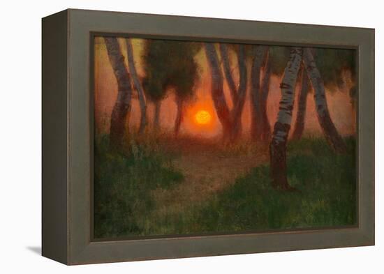 Sunset in a Wooded Landscape (Oil on Panel)-Adrian Scott Stokes-Framed Premier Image Canvas