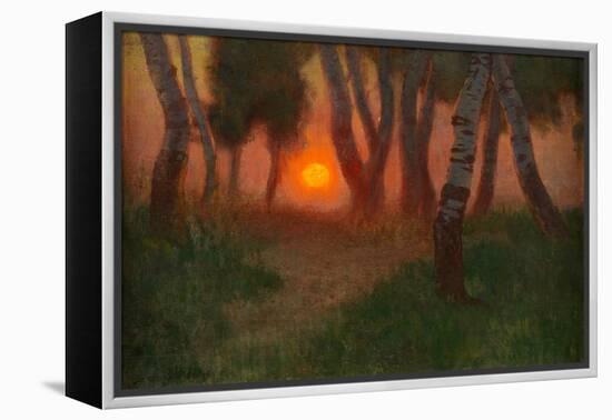 Sunset in a Wooded Landscape (Oil on Panel)-Adrian Scott Stokes-Framed Premier Image Canvas