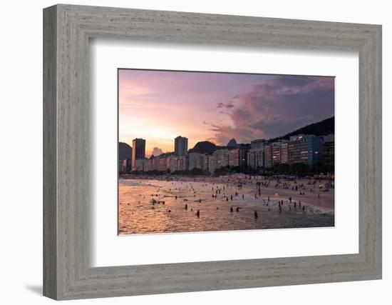 Sunset in Copacabana Beach-dabldy-Framed Photographic Print