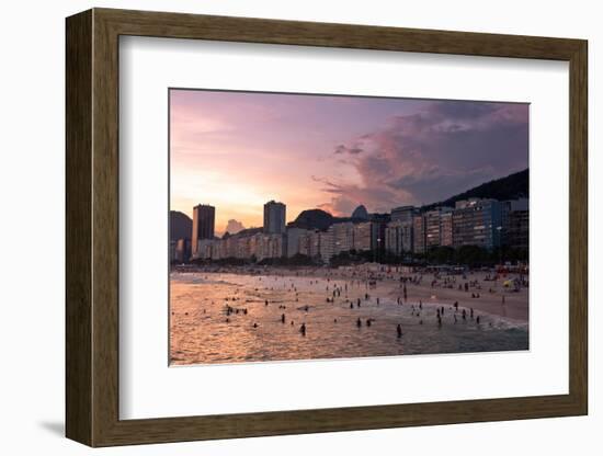 Sunset in Copacabana Beach-dabldy-Framed Photographic Print