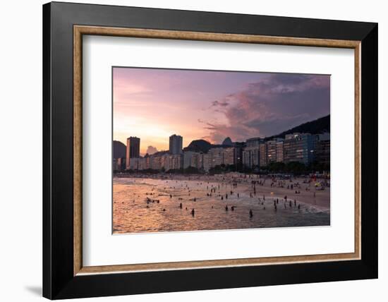 Sunset in Copacabana Beach-dabldy-Framed Photographic Print