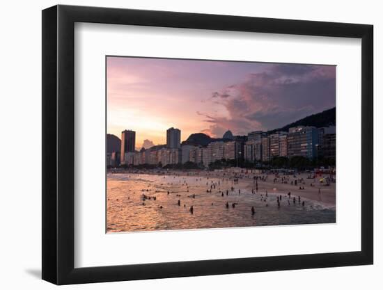 Sunset in Copacabana Beach-dabldy-Framed Photographic Print