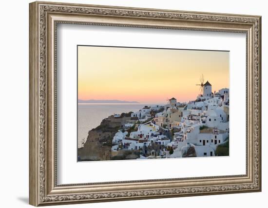Sunset in Oia, Santorini, Cyclades, Greeced-Katja Kreder-Framed Photographic Print