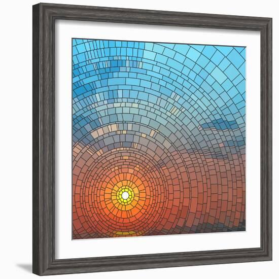 Sunset In Sea-Vertyr-Framed Premium Giclee Print