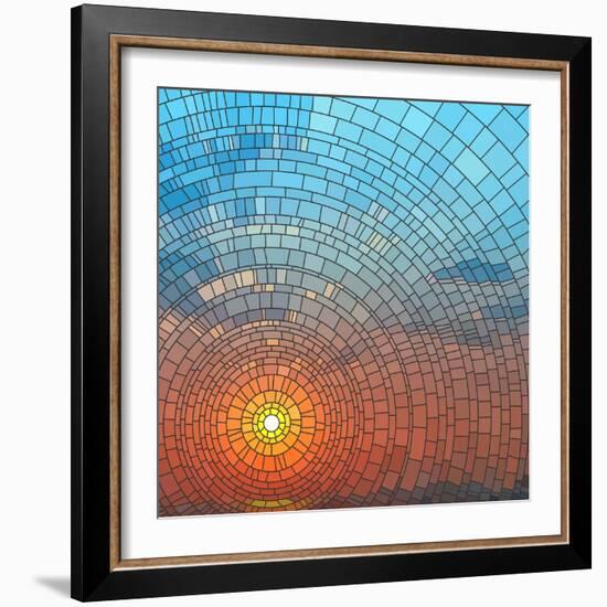 Sunset In Sea-Vertyr-Framed Premium Giclee Print