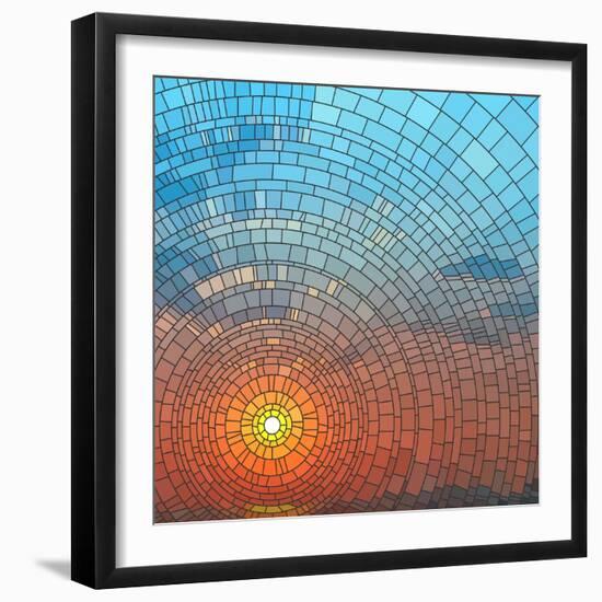 Sunset In Sea-Vertyr-Framed Premium Giclee Print