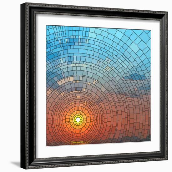 Sunset In Sea-Vertyr-Framed Premium Giclee Print